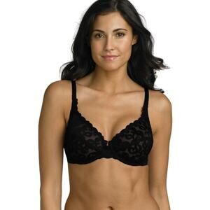 Wacoal Womens Arabesque Underwire Bra Black Size 34D Lace Unlined 85199 Unpadded